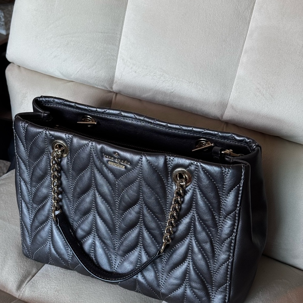 Kate Spade Black Quilted Shoulder Bag with Chain Straps
